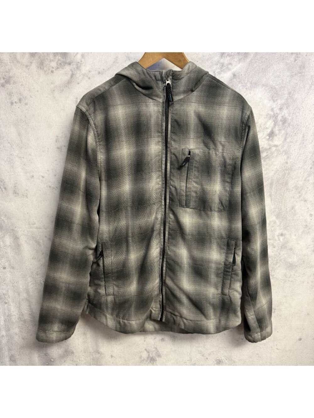 Prana Jacket Mens Mens Medium Rain Hood Full Zip Rain Weather Coat